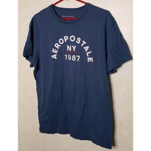 Aeropostale Mens Short Sleeve Large Navy Blue Cotton T-Shirt
